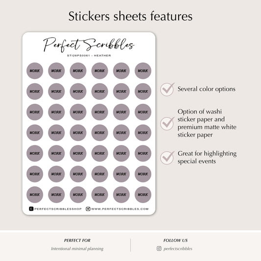 DOT WORK Planner Stickers | 8.5mm Functional Planner Dots