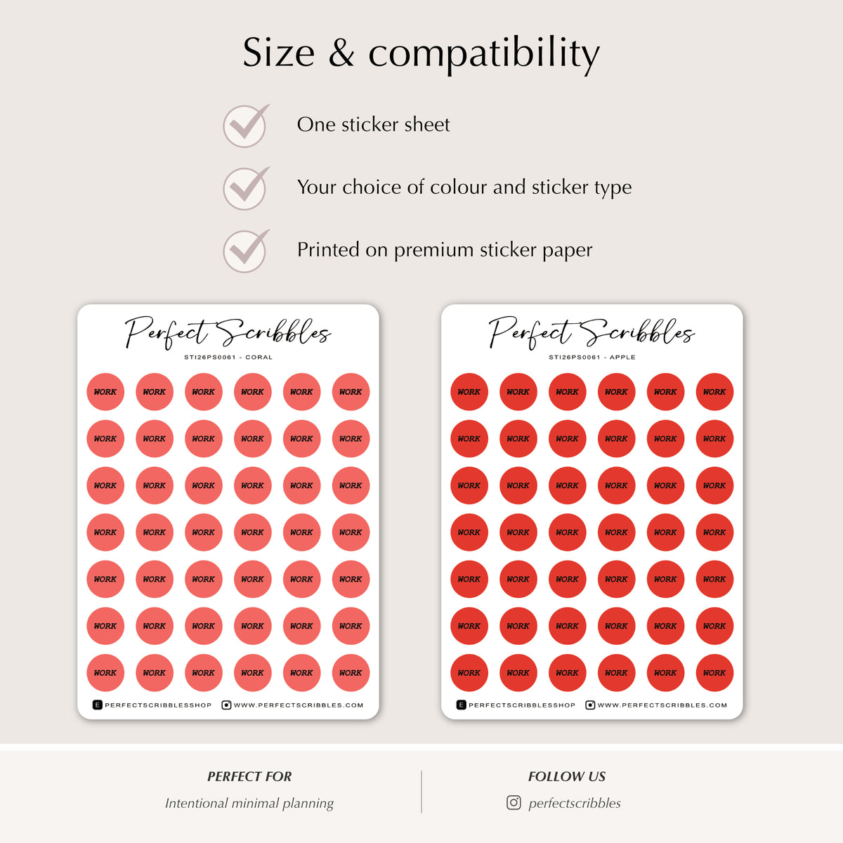 DOT WORK Planner Stickers | 8.5mm Functional Planner Dots