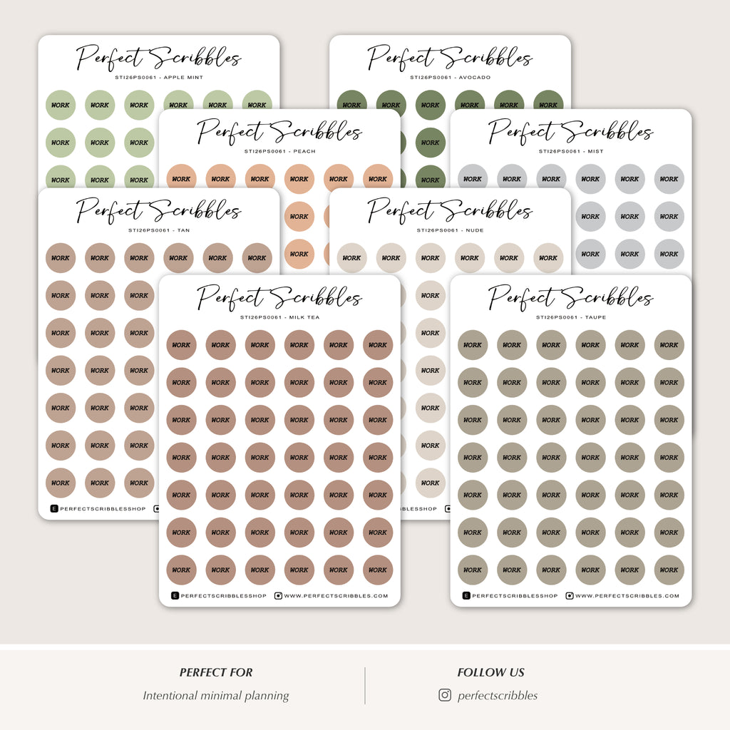 WORK Dot Stickers – Planner & Shift Schedule Markers