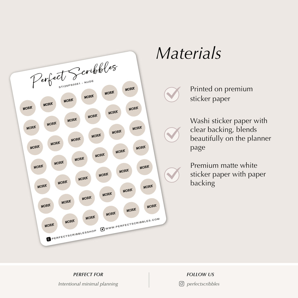 WORK Dot Stickers – Planner & Shift Schedule Markers
