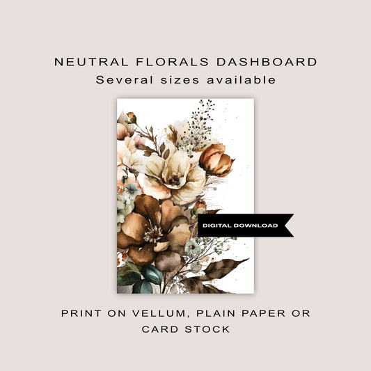 Neutral floral planner dashboard | DIGITAL DOWNLOAD