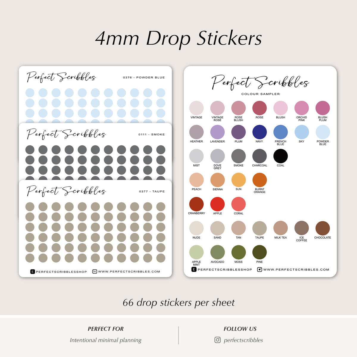 TINY DOTS 4mm | Minimal | Credit card size sheet | Washi Stickers
