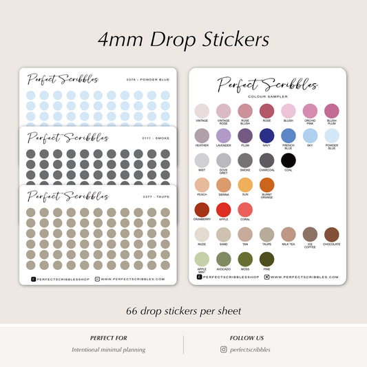 TINY DOTS 4mm | Minimal | Credit card size sheet | Washi Stickers
