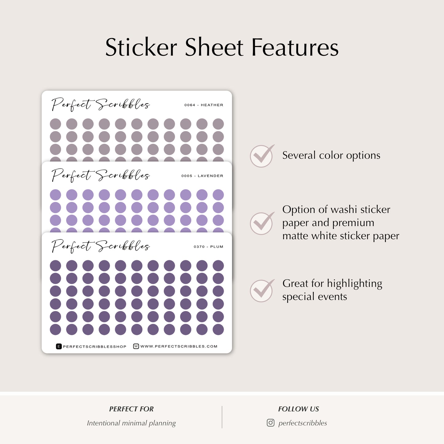 TINY DOTS 4mm | Minimal | Credit card size sheet | Washi Stickers