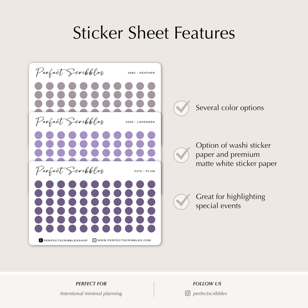 TINY DOTS 4mm | Minimal | Credit card size sheet | Washi Stickers