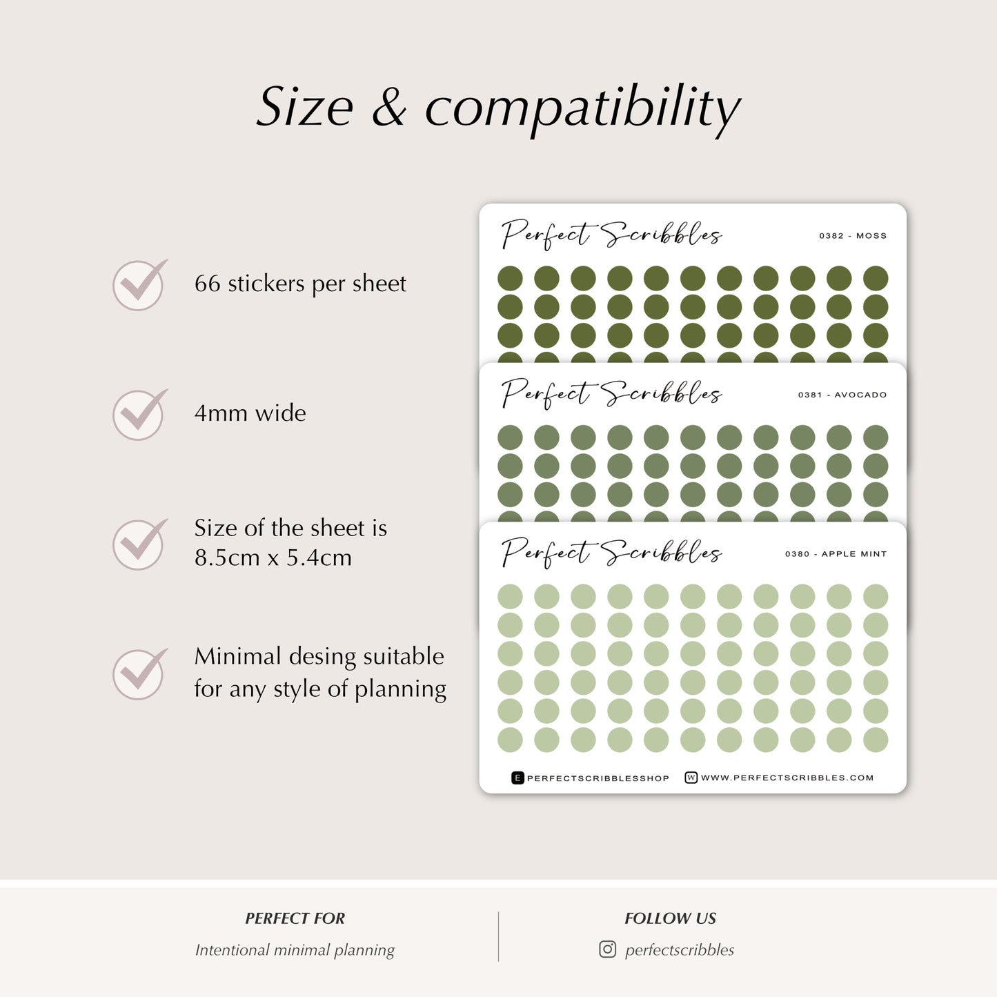 TINY DOTS 4mm | Minimal | Credit card size sheet | Washi Stickers