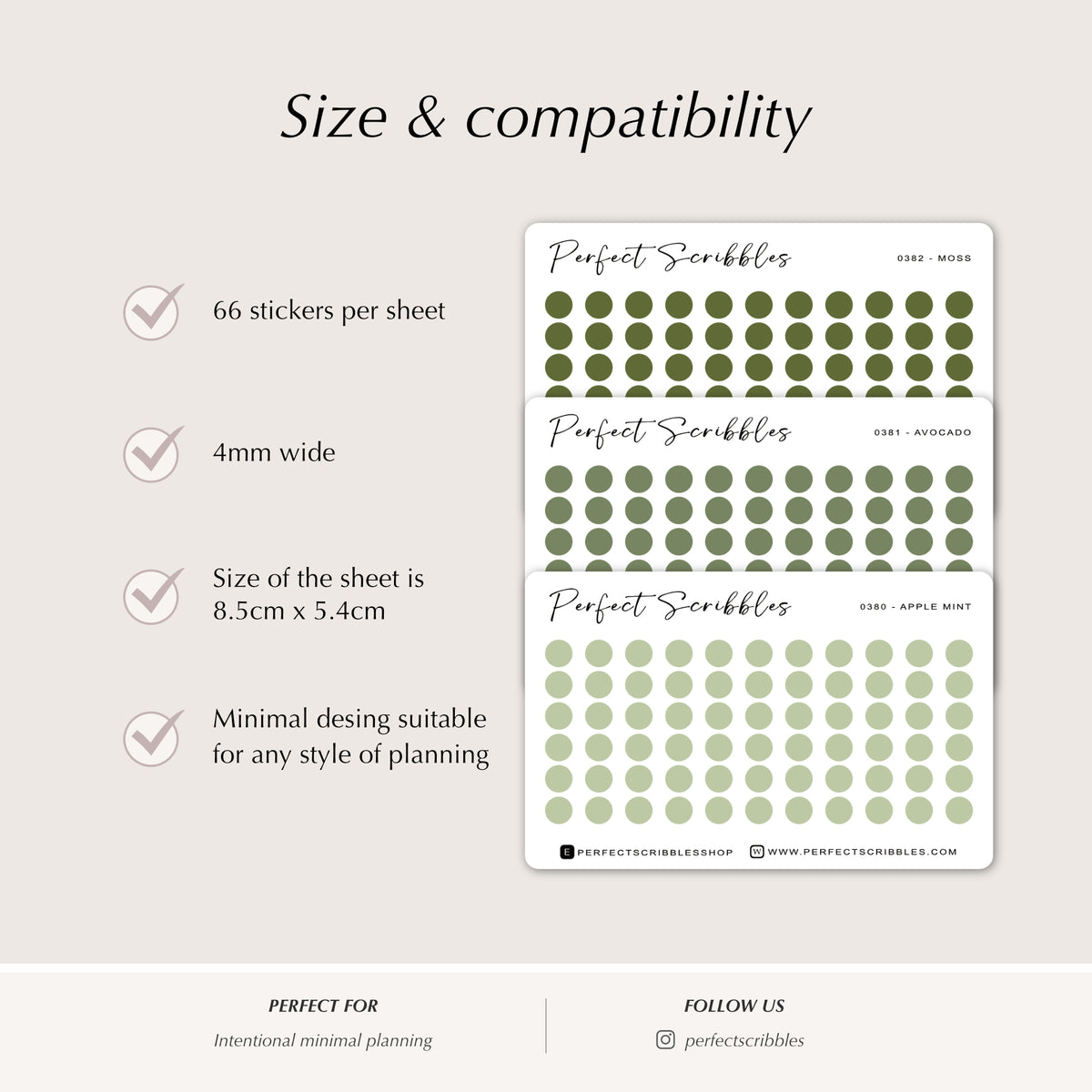 TINY DOTS 4mm | Minimal | Credit card size sheet | Washi Stickers