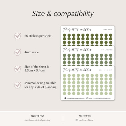 TINY DOTS 4mm | Minimal | Credit card size sheet | Washi Stickers