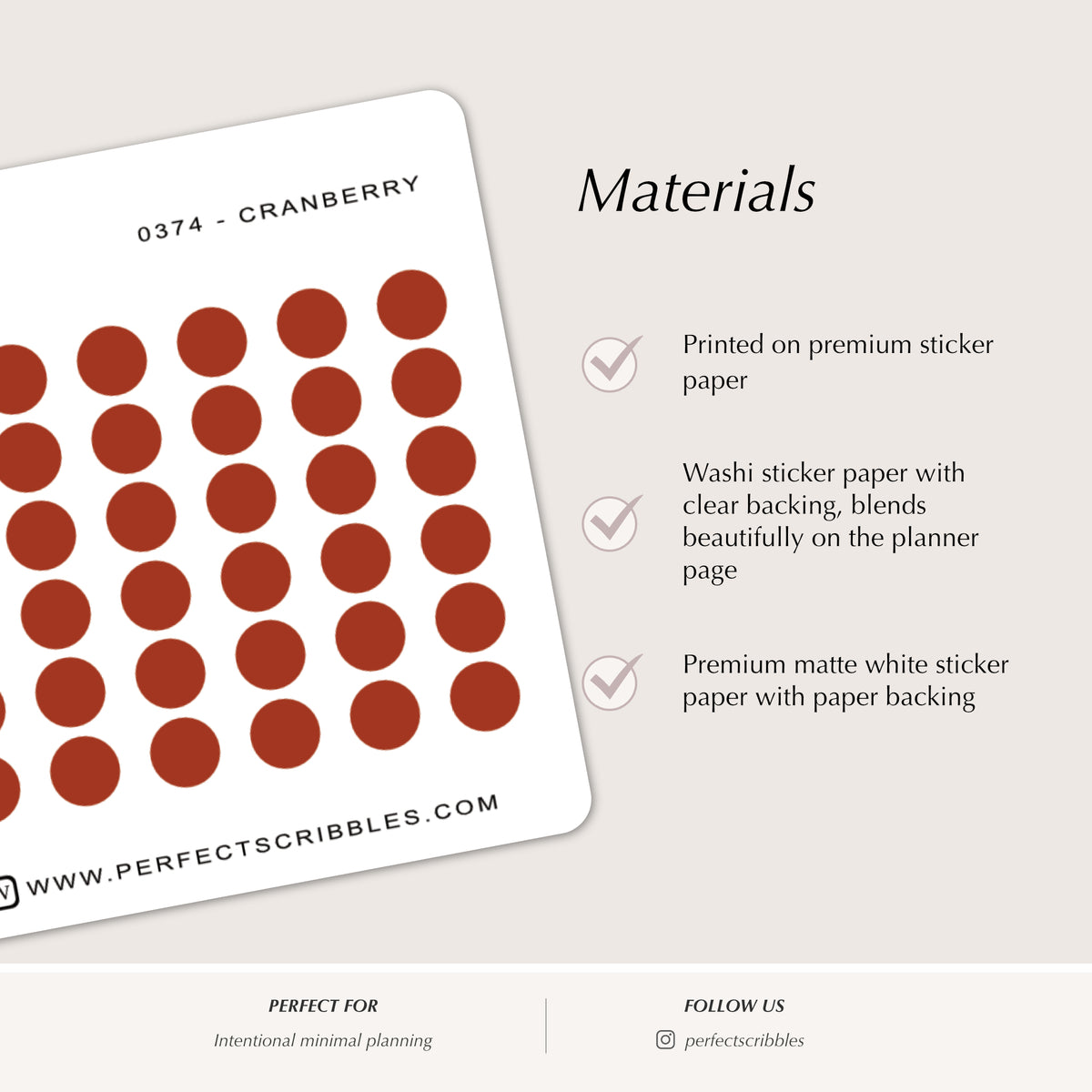 TINY DOTS 4mm | Minimal | Credit card size sheet | Washi Stickers