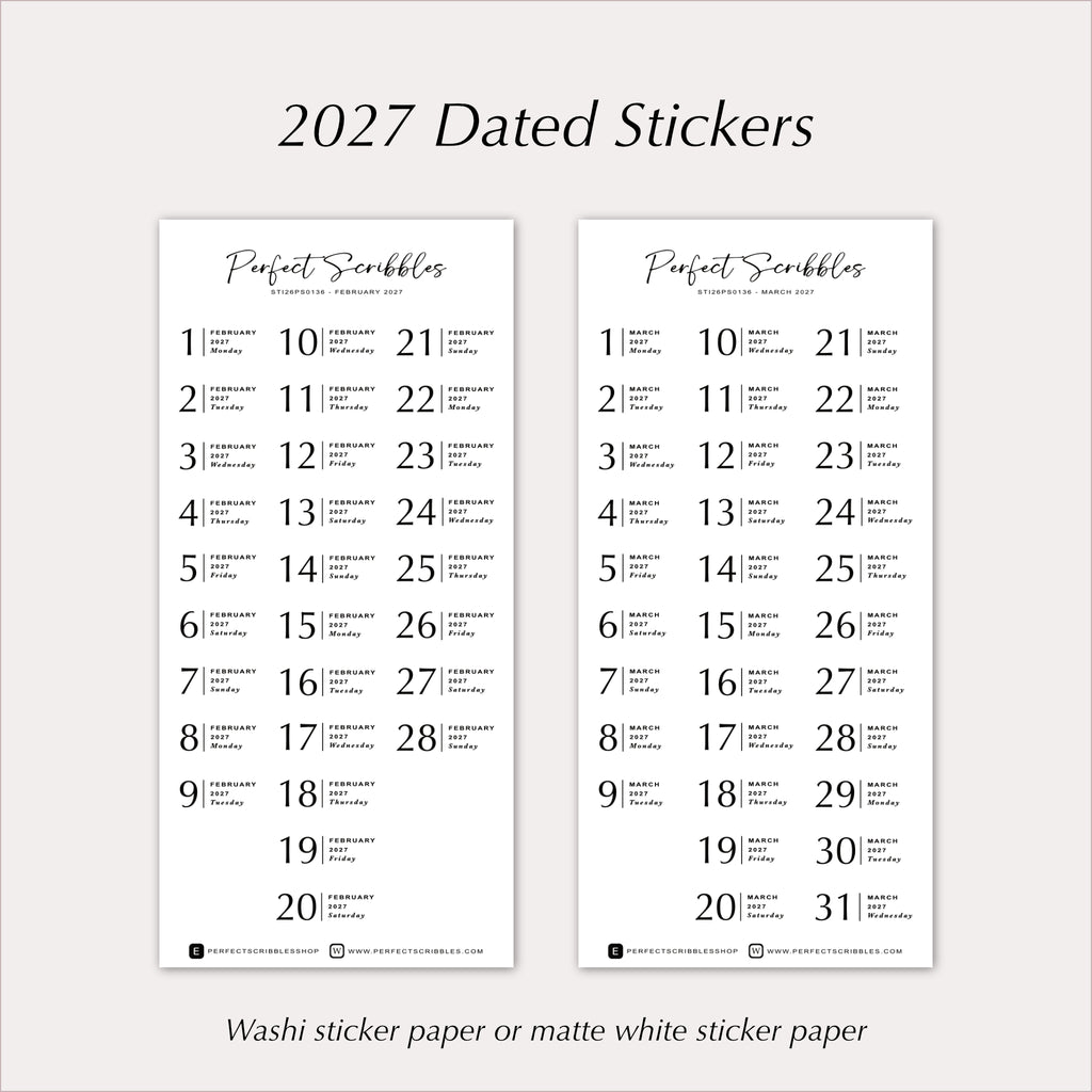 2027 Dated Minimal Planner & Journal Stickers