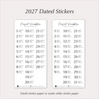 2027 Dated Minimal Planner & Journal Stickers