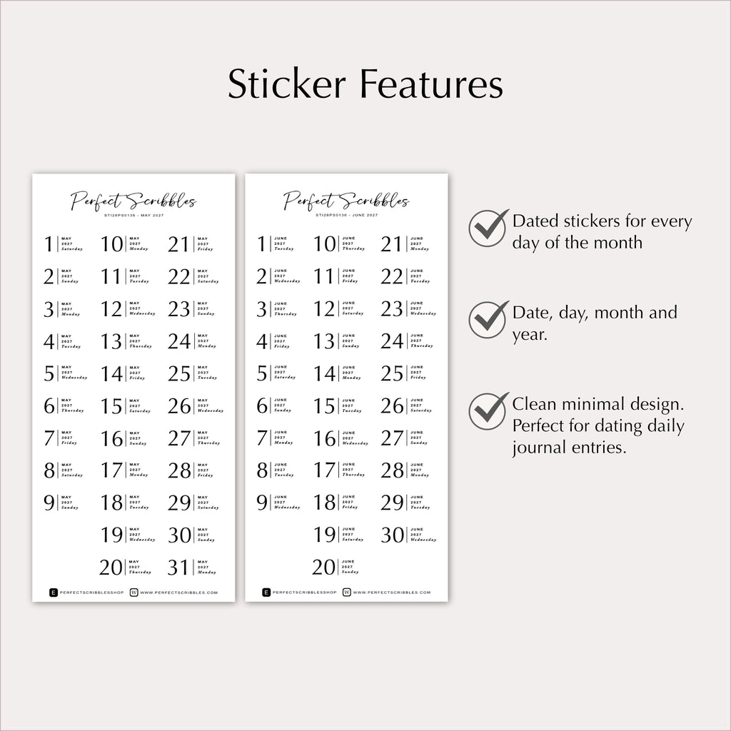 2027 Dated Minimal Planner & Journal Stickers