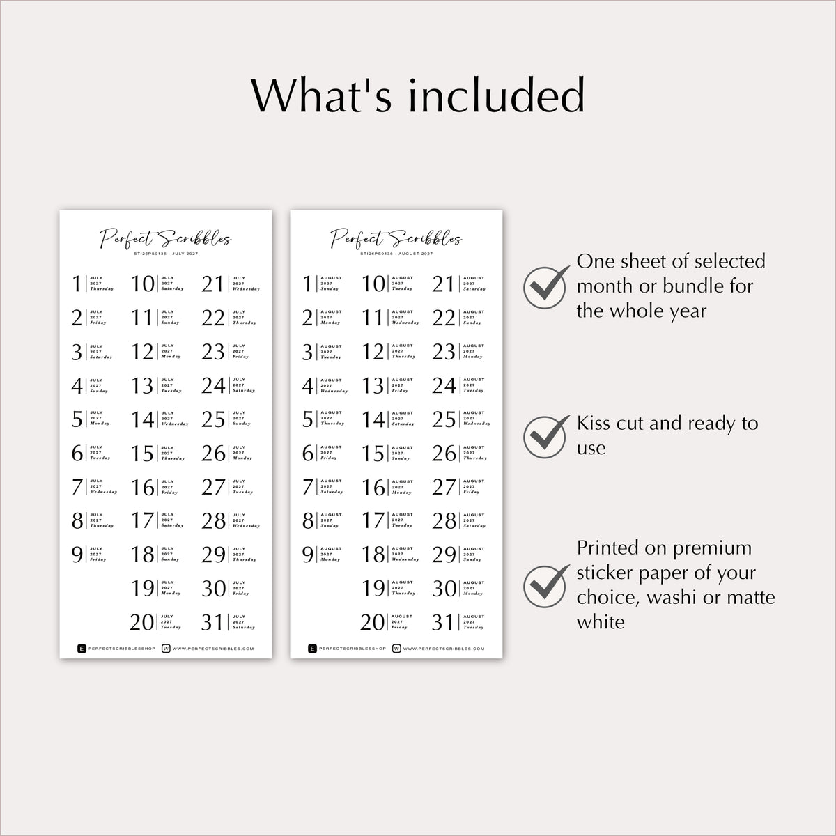 2027 Dated Minimal Planner & Journal Stickers