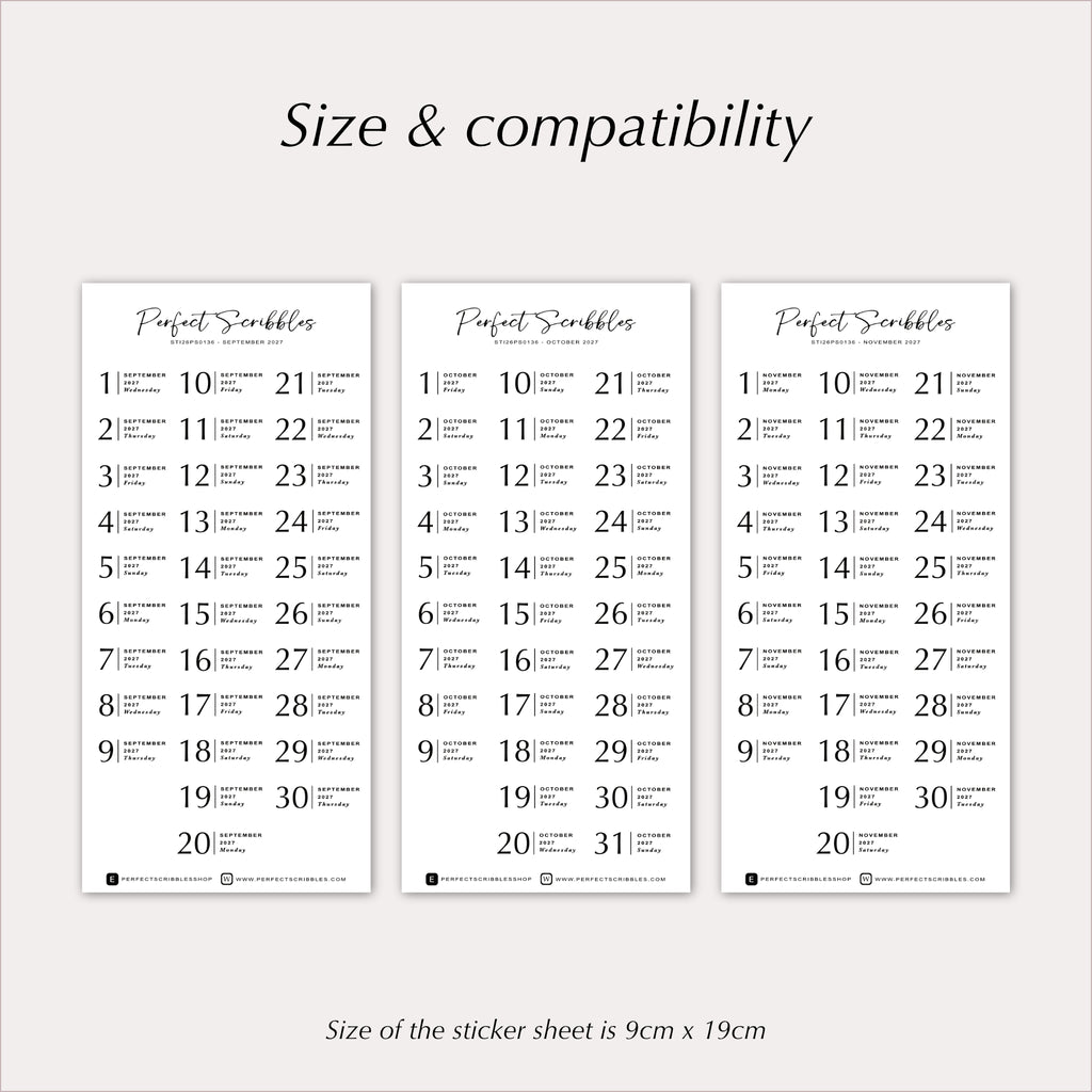 2027 Dated Minimal Planner & Journal Stickers