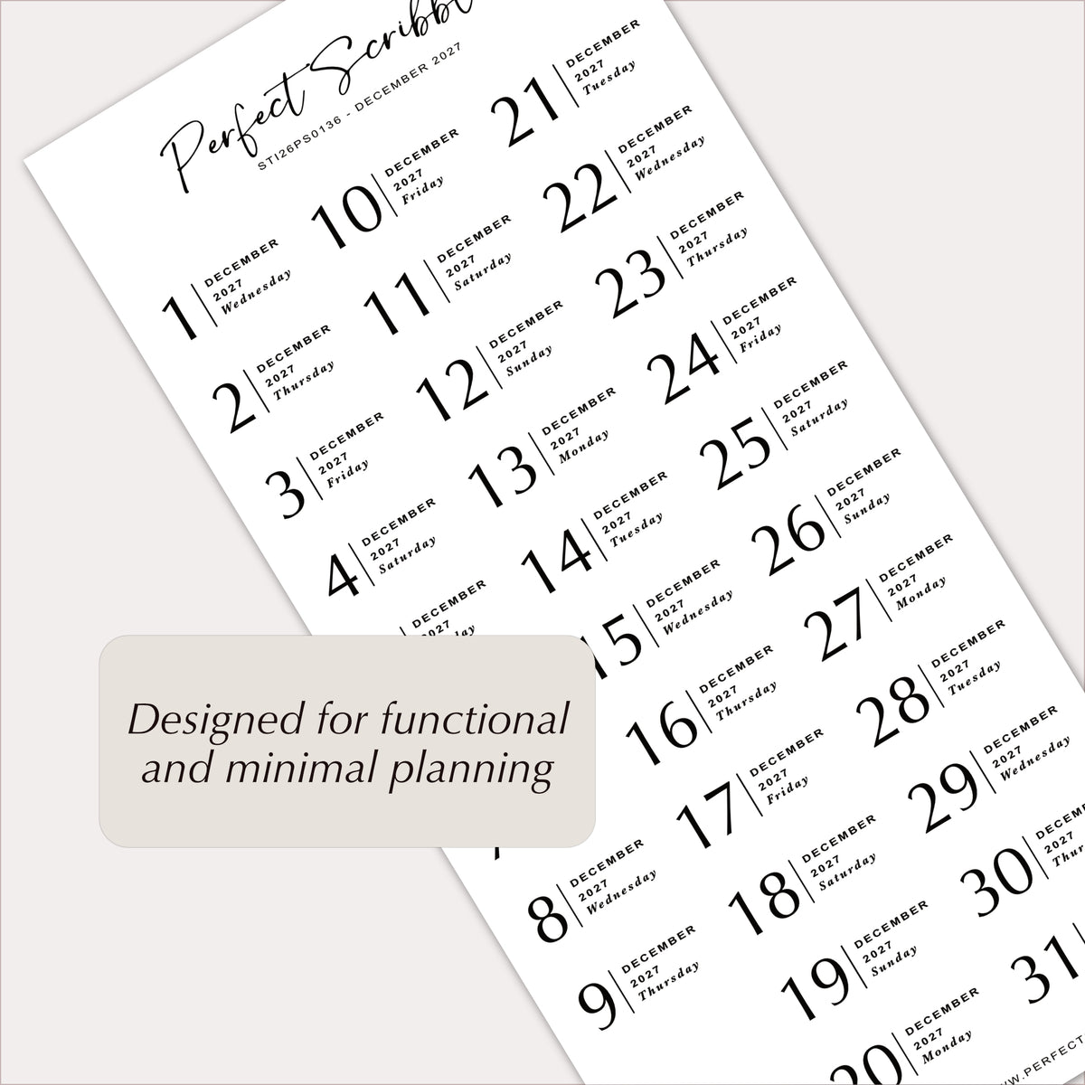 2027 Dated Minimal Planner & Journal Stickers