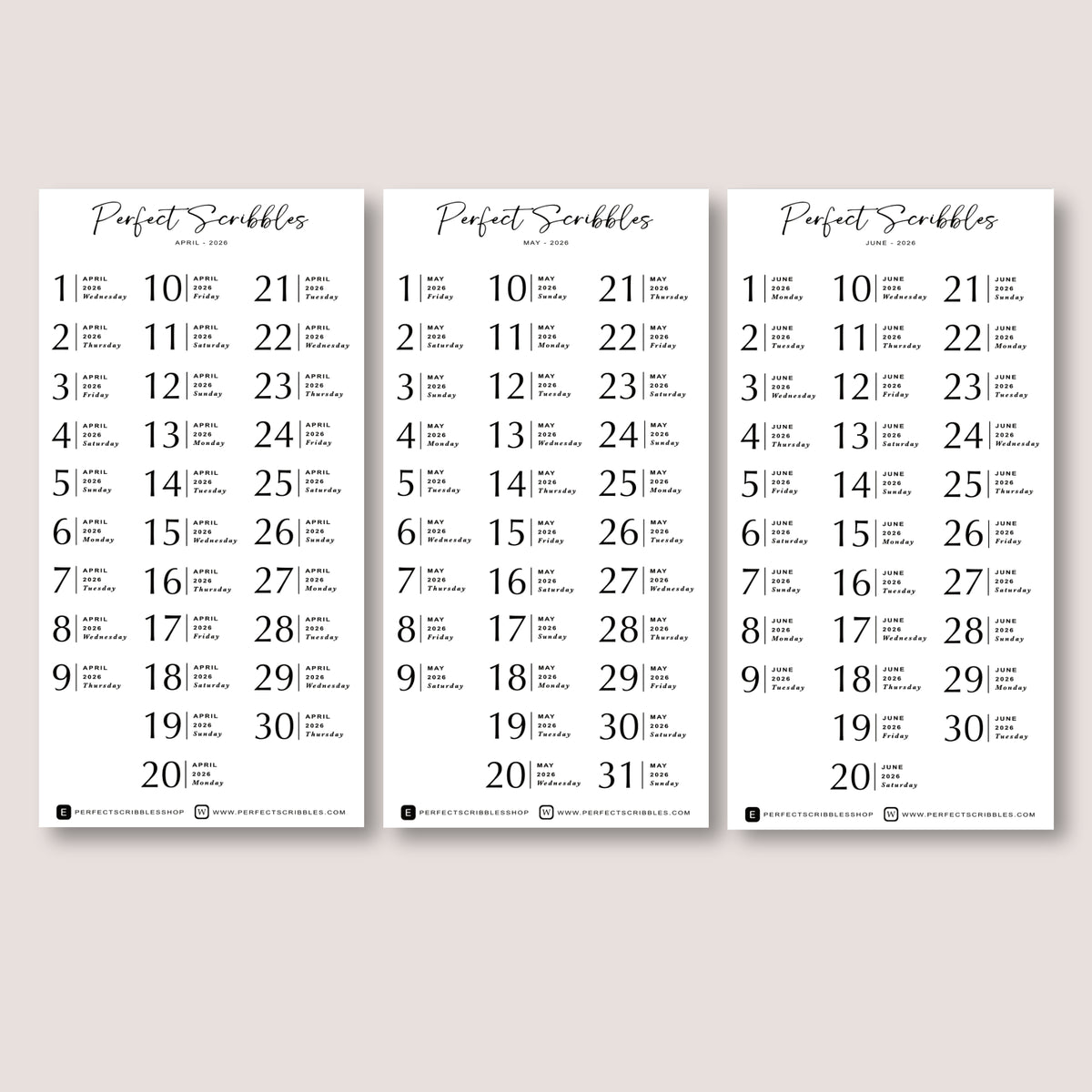 Minimal 2026 Dated Planner Stickers