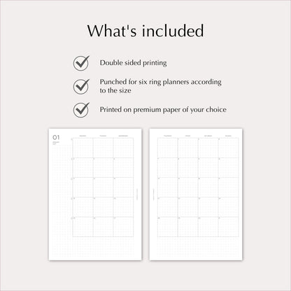 2027 Monthly Agenda Planner Inserts | Minimal | Dated Ring Planner Refill