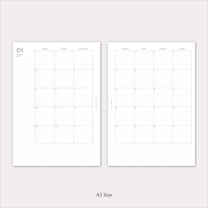2027 Monthly Agenda Planner Inserts | Minimal | Dated Ring Planner Refill