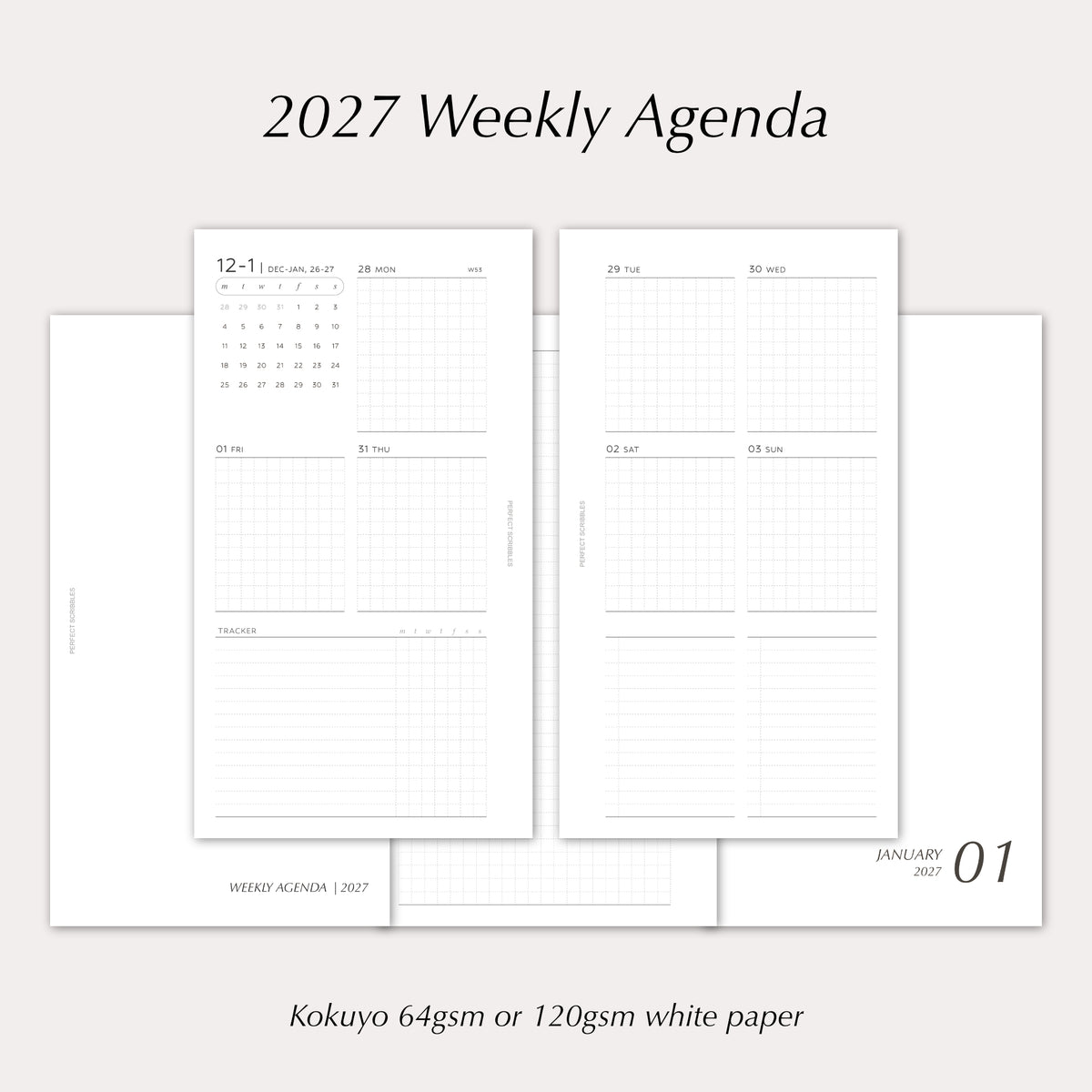 2027 Weekly Agenda Planner Inserts | Tracker | Dated Ring Planner Refill