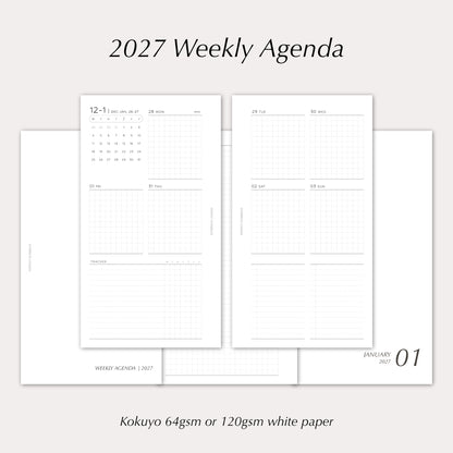 2027 Weekly Agenda Planner Inserts | Tracker | Dated Ring Planner Refill