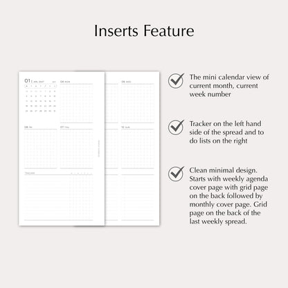 2027 Weekly Agenda Planner Inserts | Tracker | Dated Ring Planner Refill