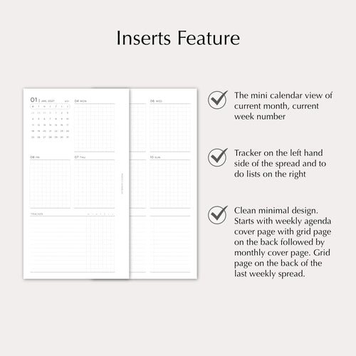 2027 Weekly Agenda Planner Inserts | Tracker | Dated Ring Planner Refill