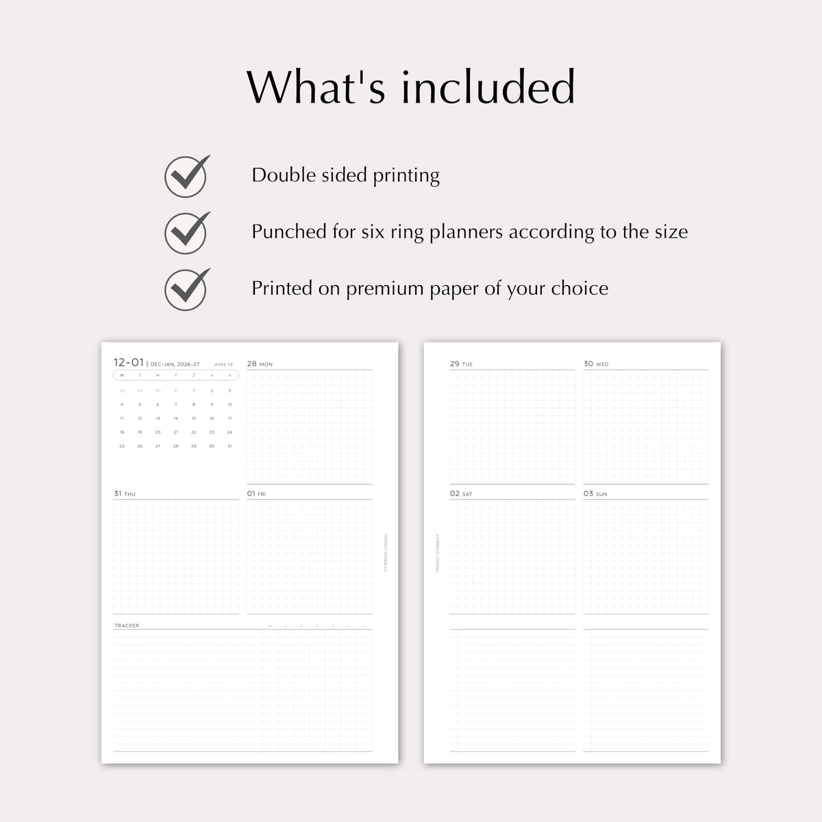 2027 Weekly Agenda Planner Inserts | Tracker | Dated Ring Planner Refill