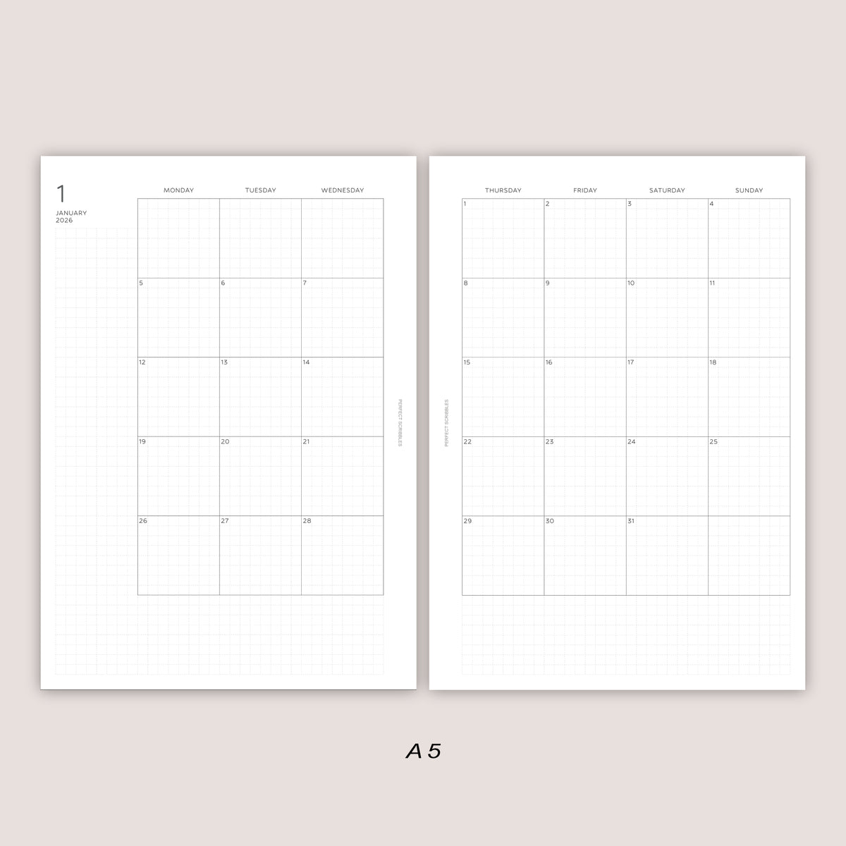 2026 DATED Monthly Planner Inserts | PRINTED