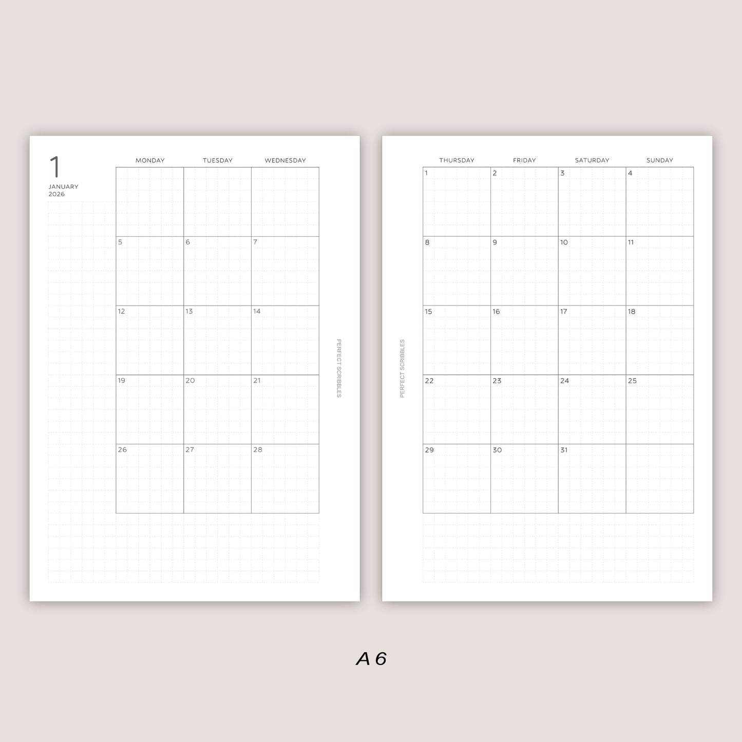 2026 DATED Monthly Planner Inserts | PRINTED