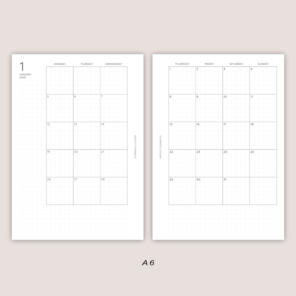 2026 DATED Monthly Planner Inserts | PRINTED