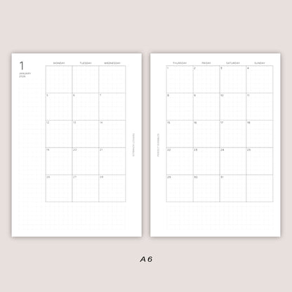 2026 DATED Monthly Planner Inserts | PRINTED