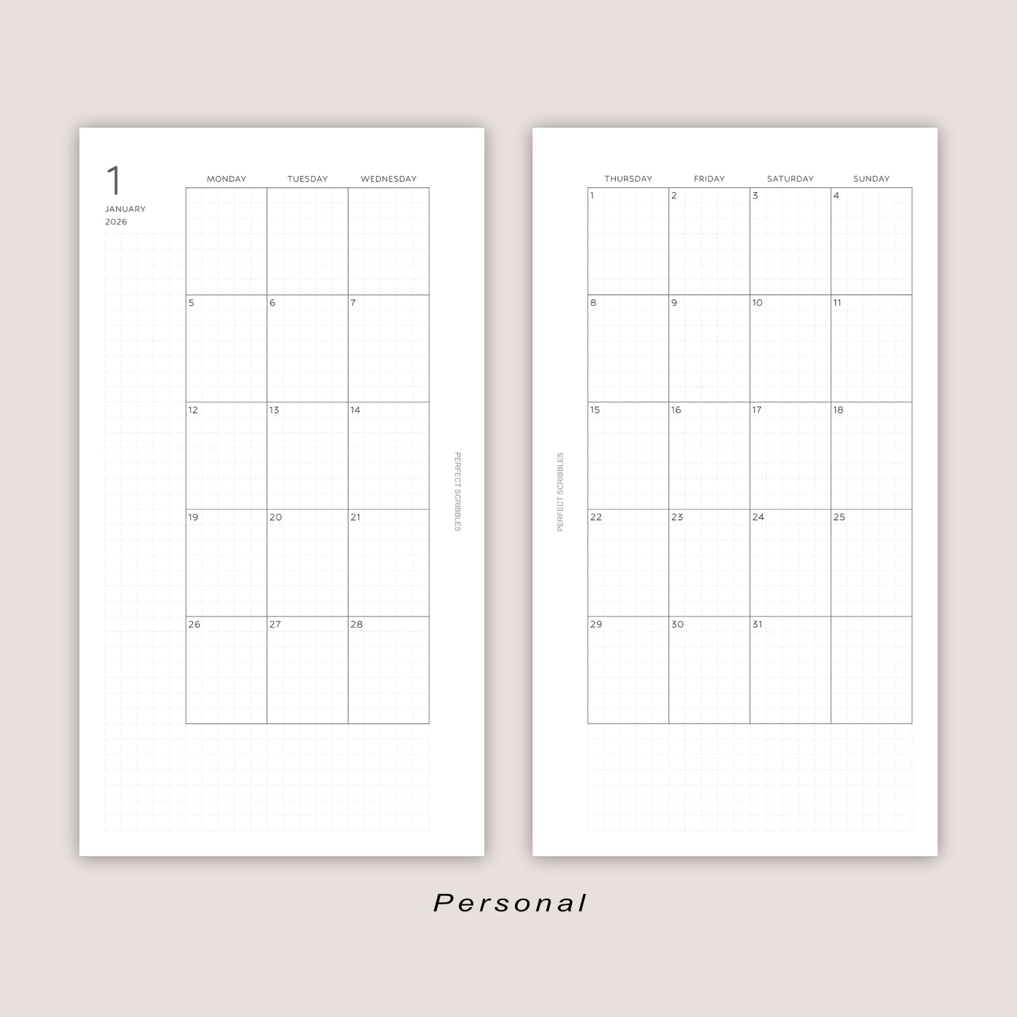 2026 DATED Monthly Planner Inserts | PRINTED