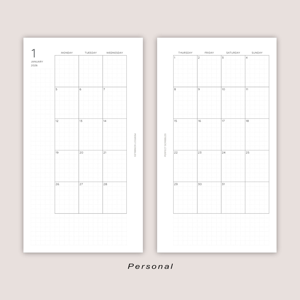2026 DATED Monthly Planner Inserts | PRINTED