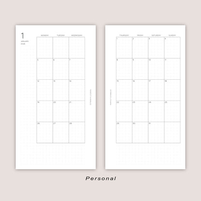 2026 DATED Monthly Planner Inserts | PRINTED