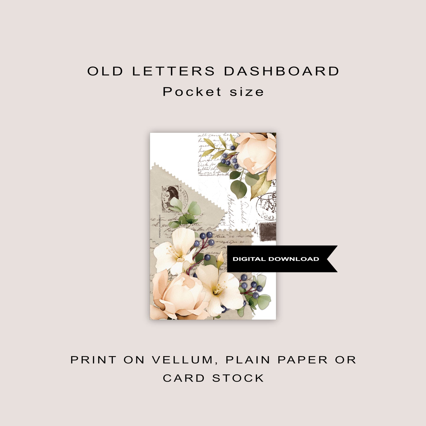 Florals and old letters dashboard | DIGITAL DOWNLOAD