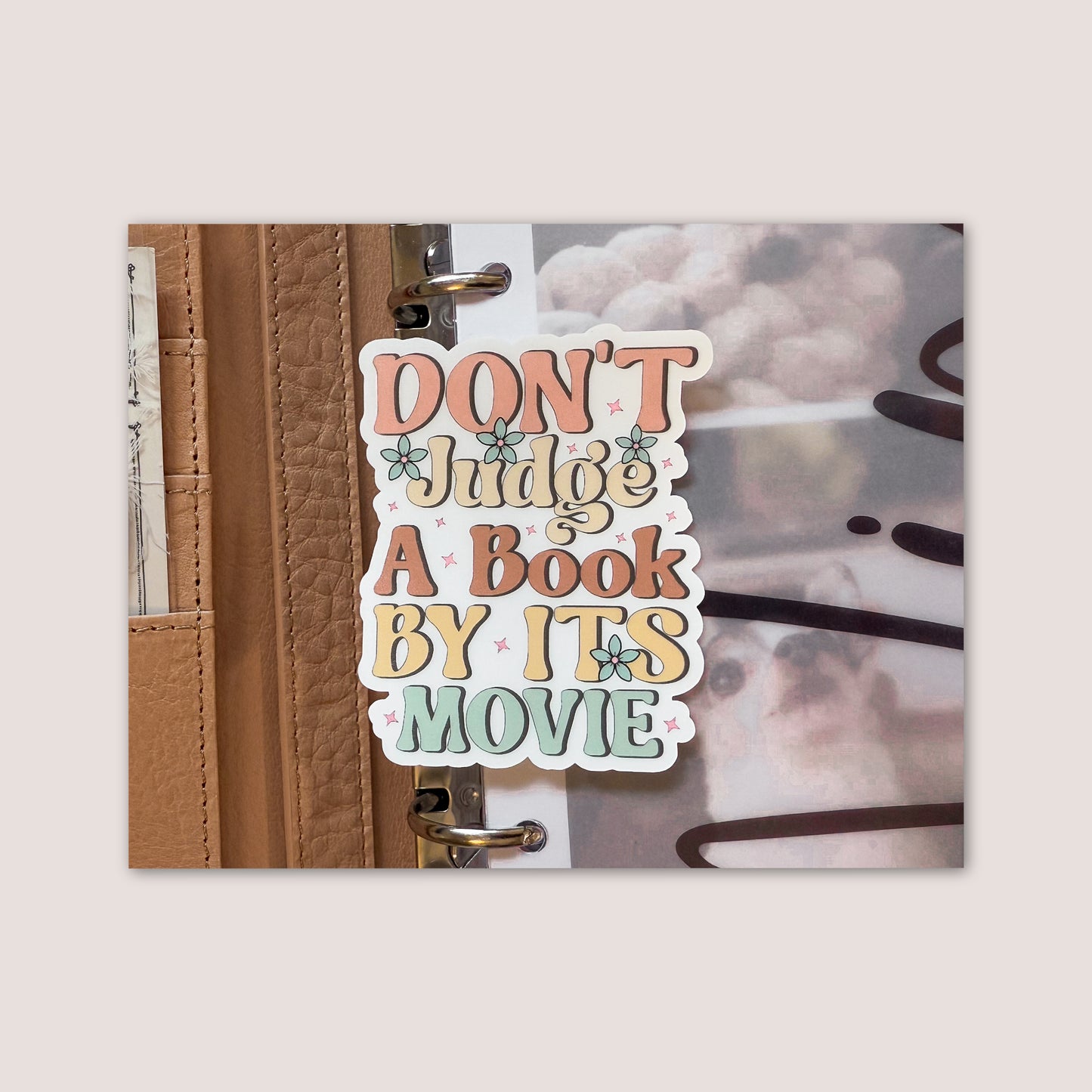 Matte vinyl die cut sticker | Don't judge a book by it's movie