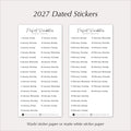 2027 Dated Typewriter Font Planner & Journal Stickers