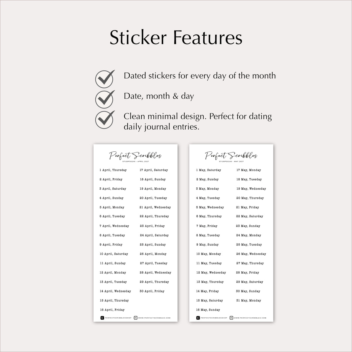 2027 Dated Typewriter Font Planner & Journal Stickers