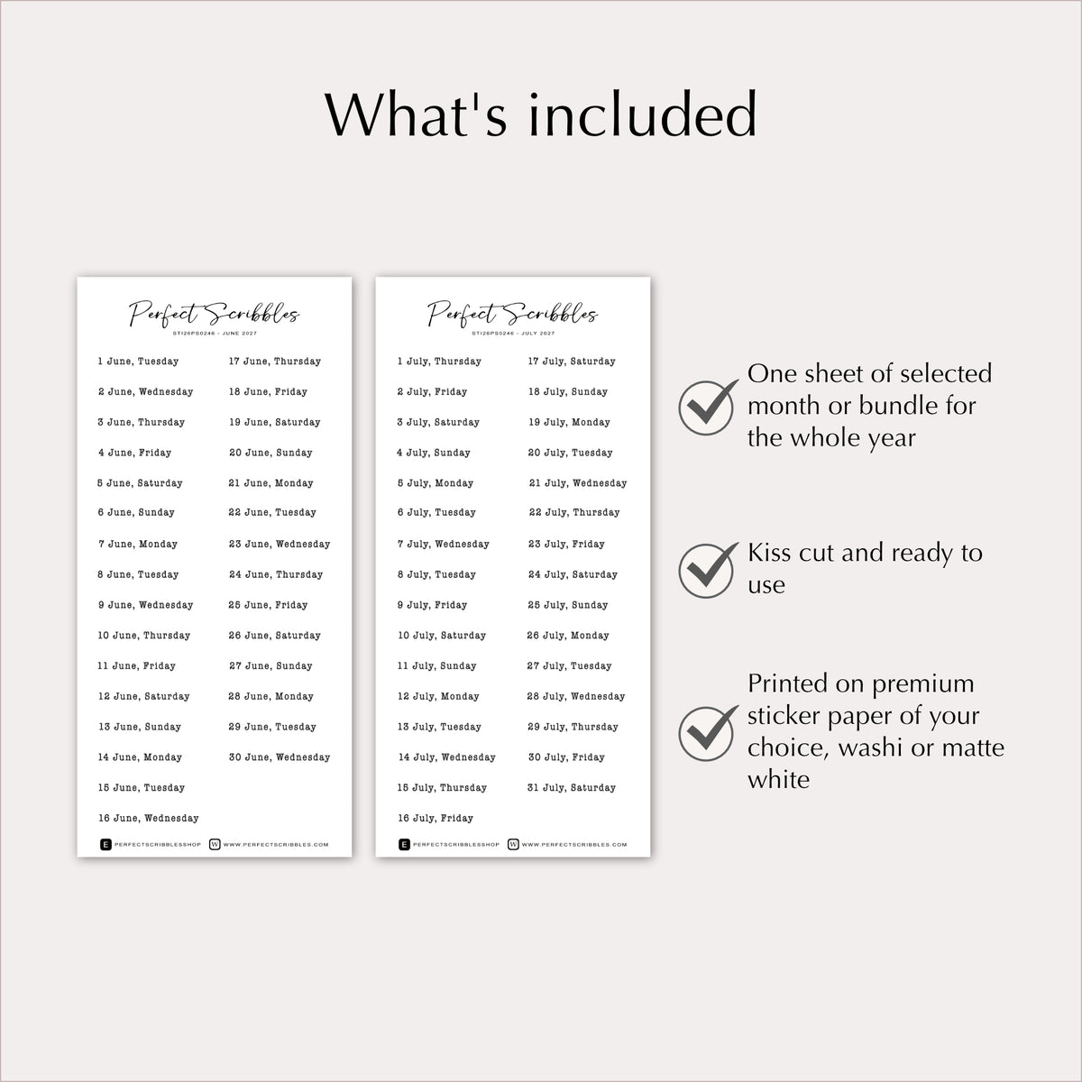 2027 Dated Typewriter Font Planner & Journal Stickers
