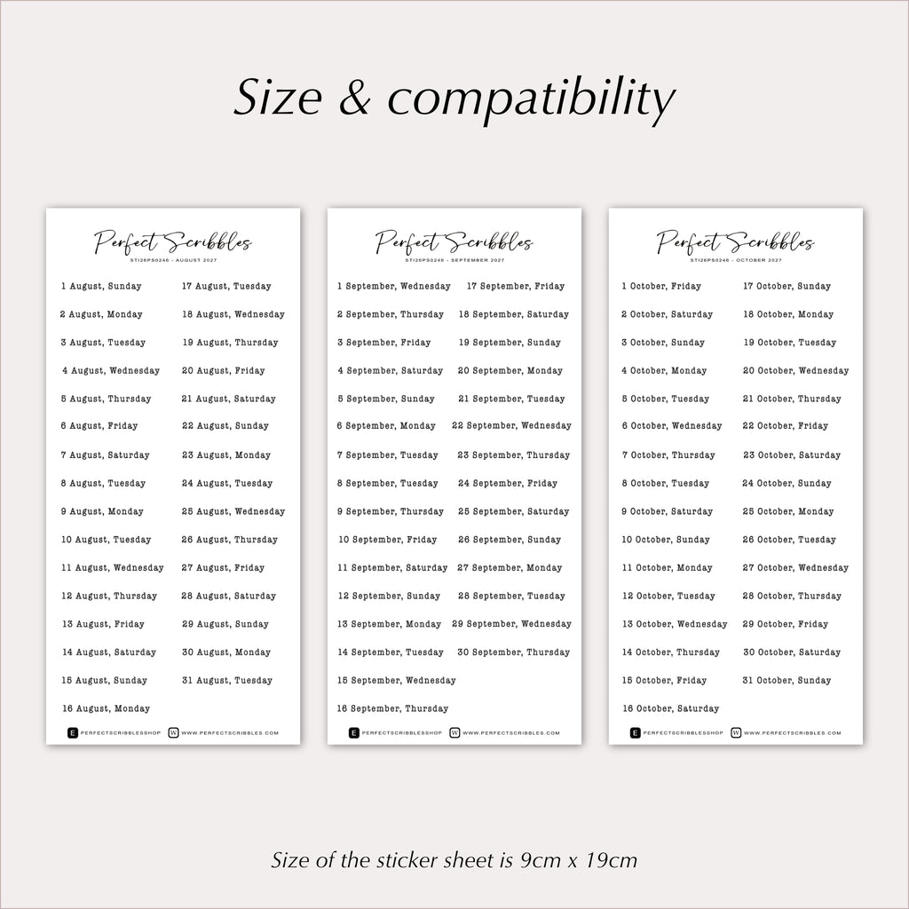 2027 Dated Typewriter Font Planner & Journal Stickers