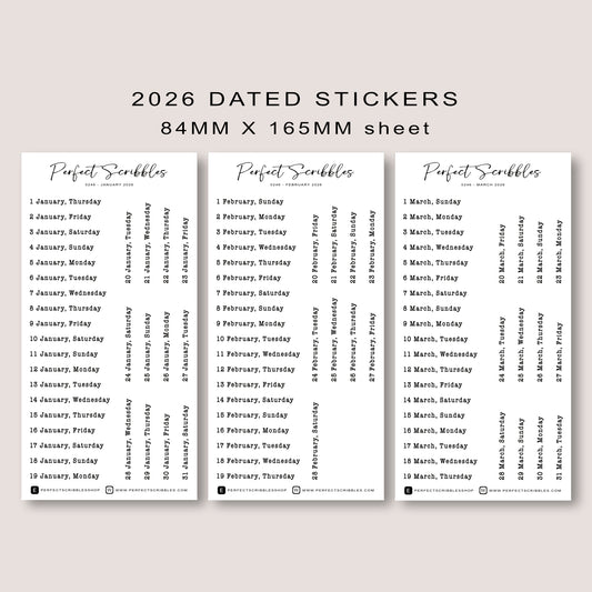 Typewriter Font 2026 Dated Planner Stickers