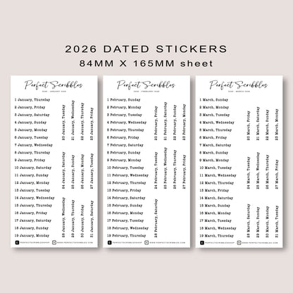 Typewriter Font 2026 Dated Planner Stickers