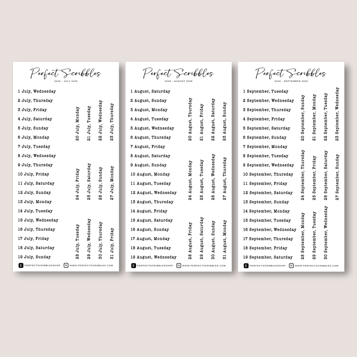 Typewriter Font 2026 Dated Planner Stickers