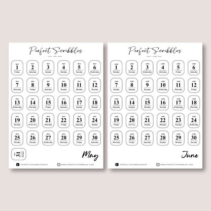 Minimal 2026 Dated Date Journaling Stickers