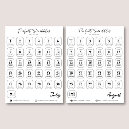 Minimal 2026 Dated Date Journaling Stickers