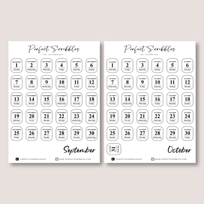 Minimal 2026 Dated Date Journaling Stickers