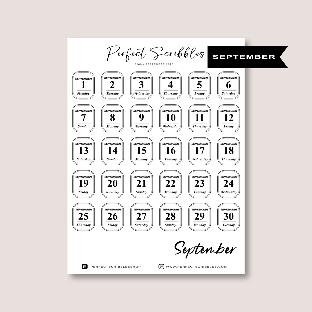 Minimal 2026 Dated Date Journaling Stickers