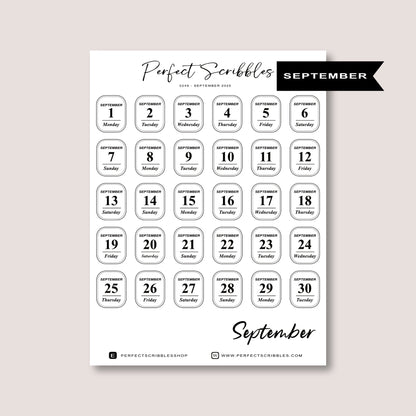 Minimal 2026 Dated Date Journaling Stickers