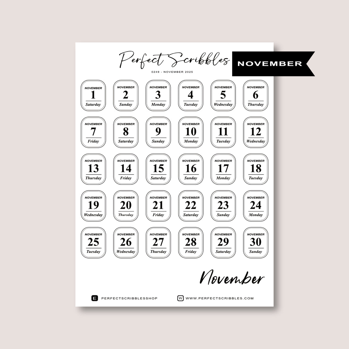 Minimal 2026 Dated Date Journaling Stickers