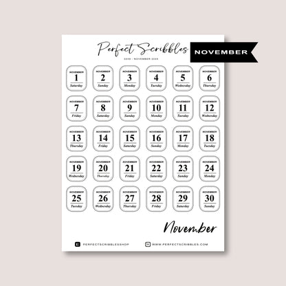 Minimal 2026 Dated Date Journaling Stickers